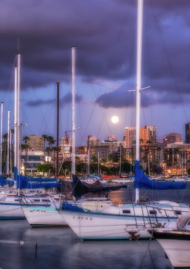 San Diego Photograph - Harbor Moon by Joseph S Giacalone