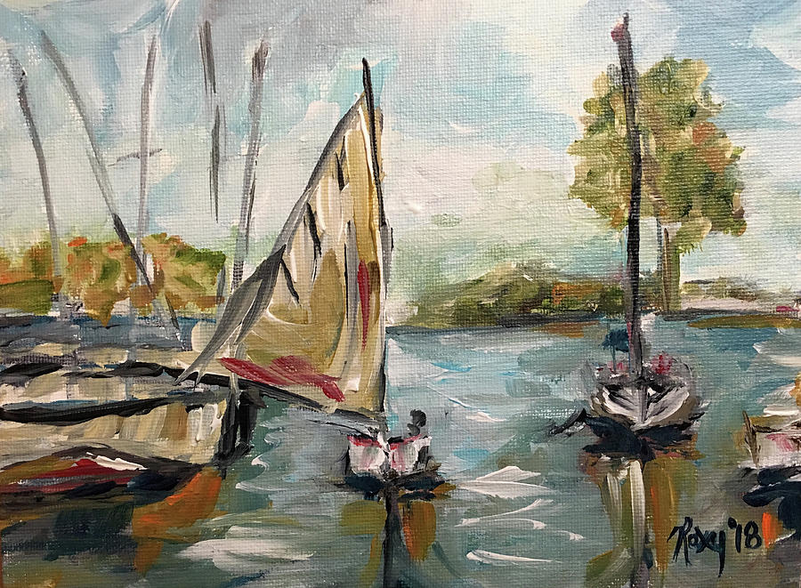 Harbor Sail Painting by Roxy Rich
