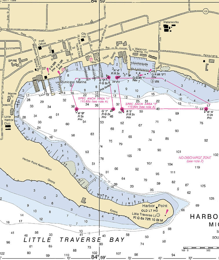 Harbor Springslake Michigan Nautical Chart Mixed Media by Bret