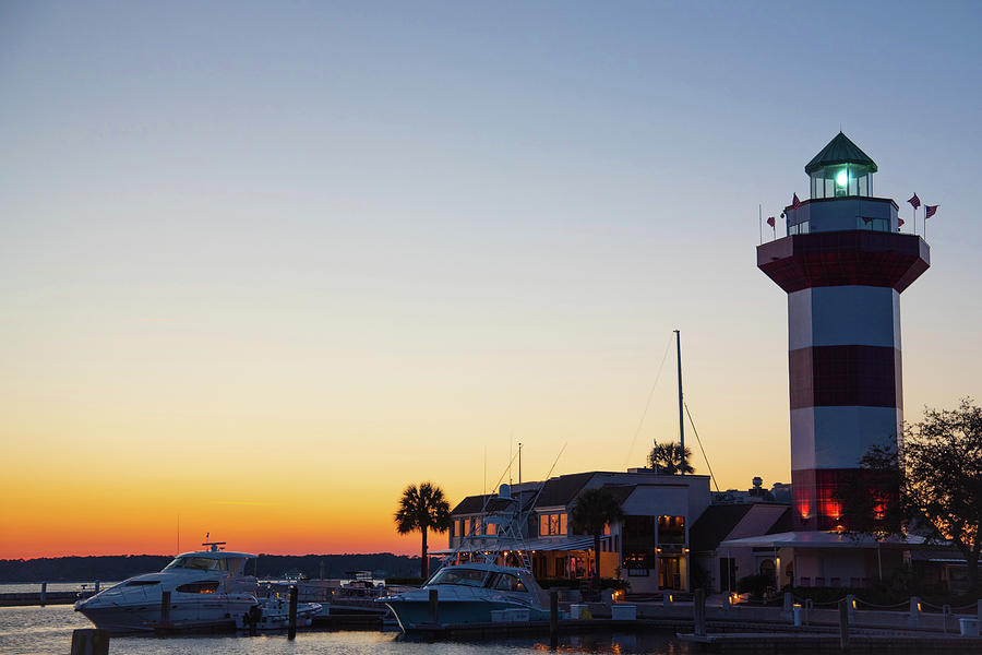 Harbour Town Lighthouse at Sunset Photograph by Dennis Schmidt