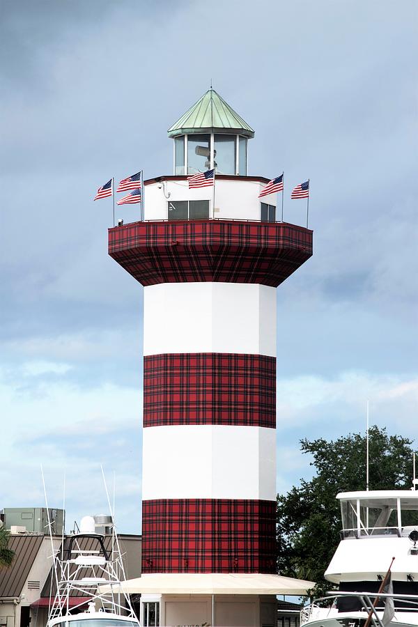 Harbour Town Lighthouse Dressed in Plaid Photograph by Mary Ann Artz
