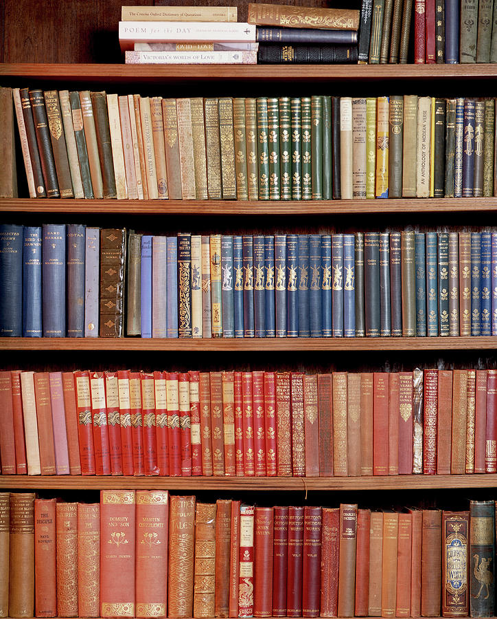 Hard Back Books Stacked On Shelves Photograph by Nick White