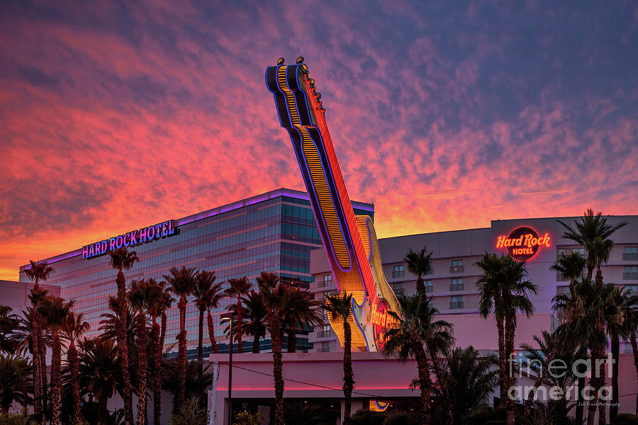 Las Vegas Strip Photograph - Hard Rock Hotel and Casino at Sunset by Aloha Art