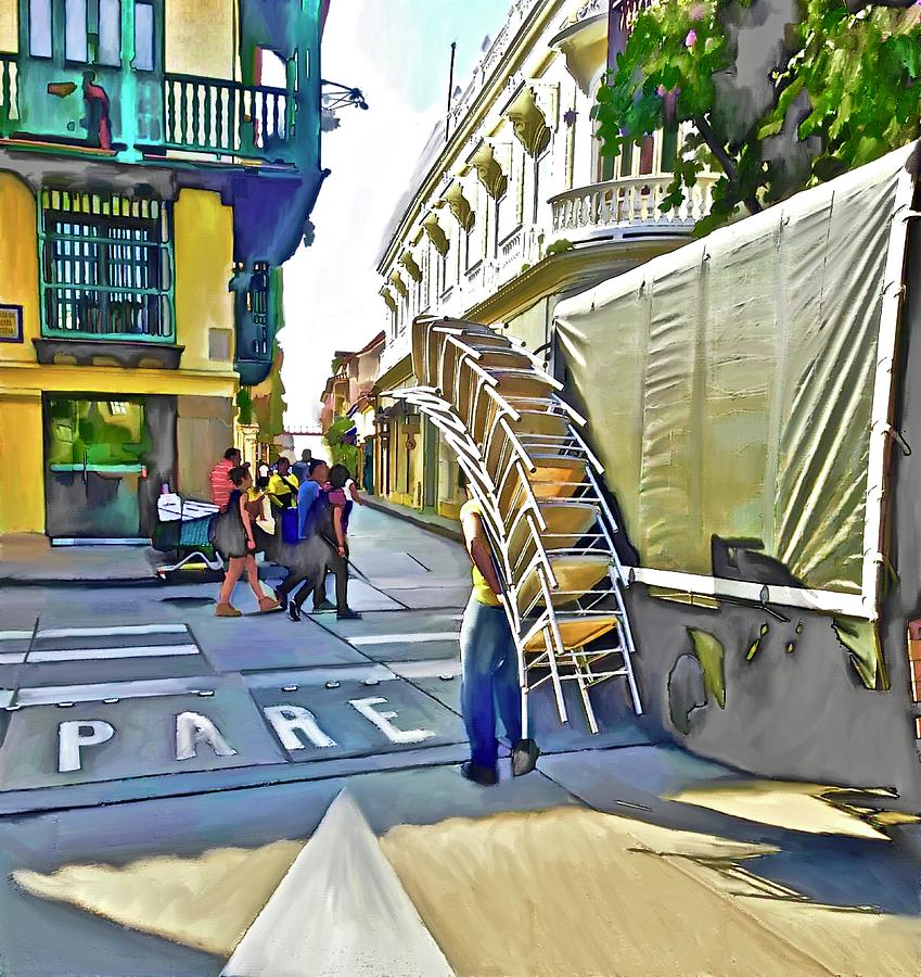 Hard work in the Old City of Cartagena Digital Art by Lauries Intuitive