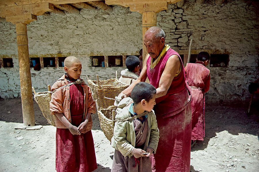 Documentary Photograph - Hard Working At Monastery by Olivier Schram