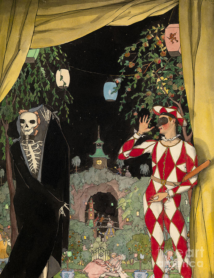 Harlequin And Death, 1918. Artist Drawing by Heritage Images