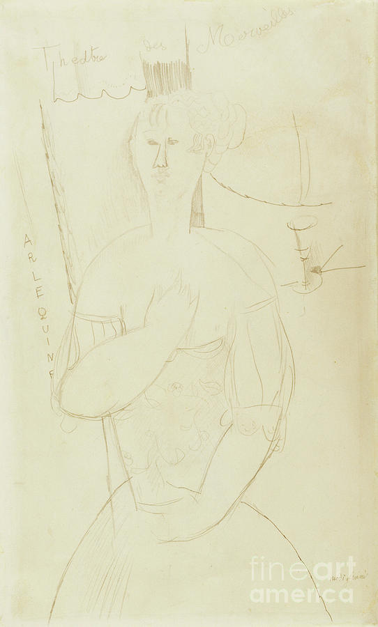 Harlequin, C.1915 Drawing by Amedeo Modigliani