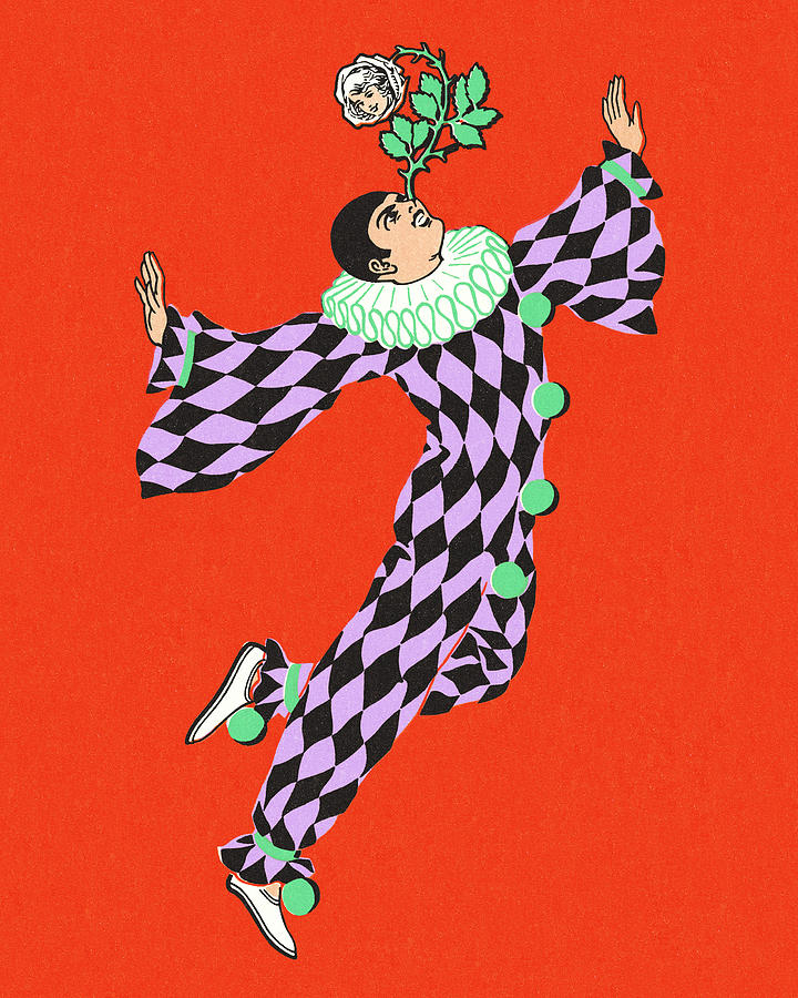 Vintage Drawing - Harlequin Clown by CSA Images