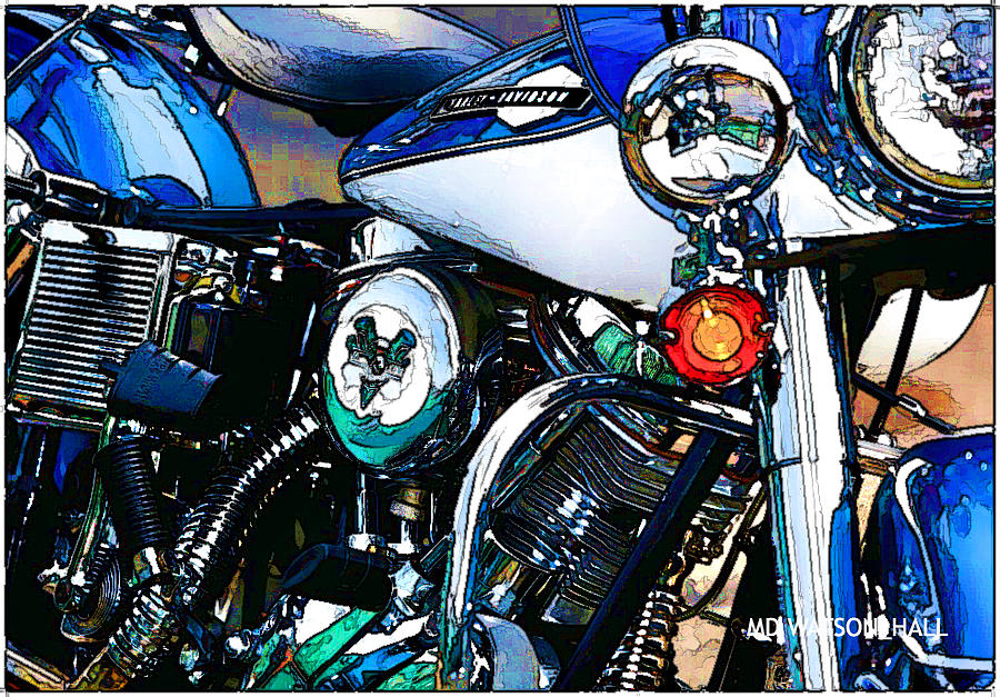 Harley Davidson Bike Painting Digital Art by Marlene Watson