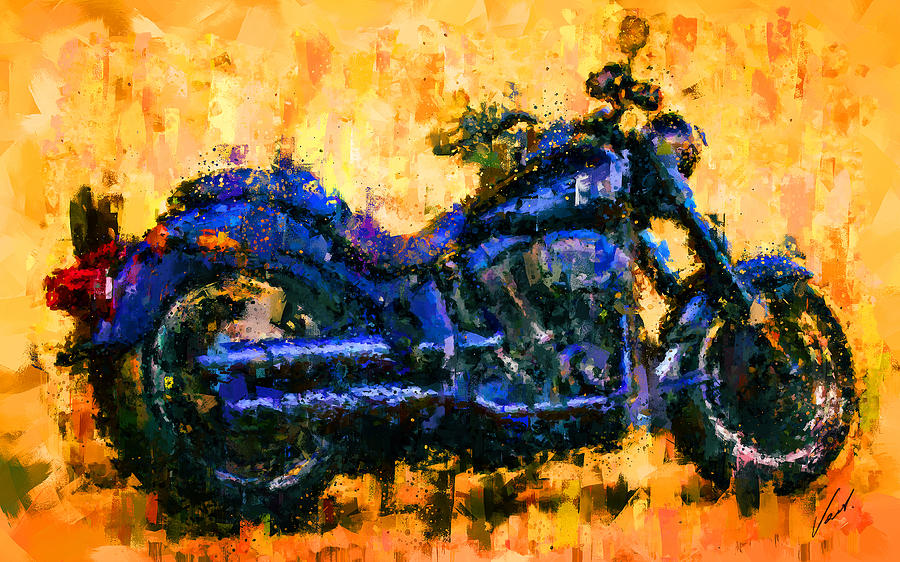 Harley Davidson Fat Boy Painting by Vart Studio
