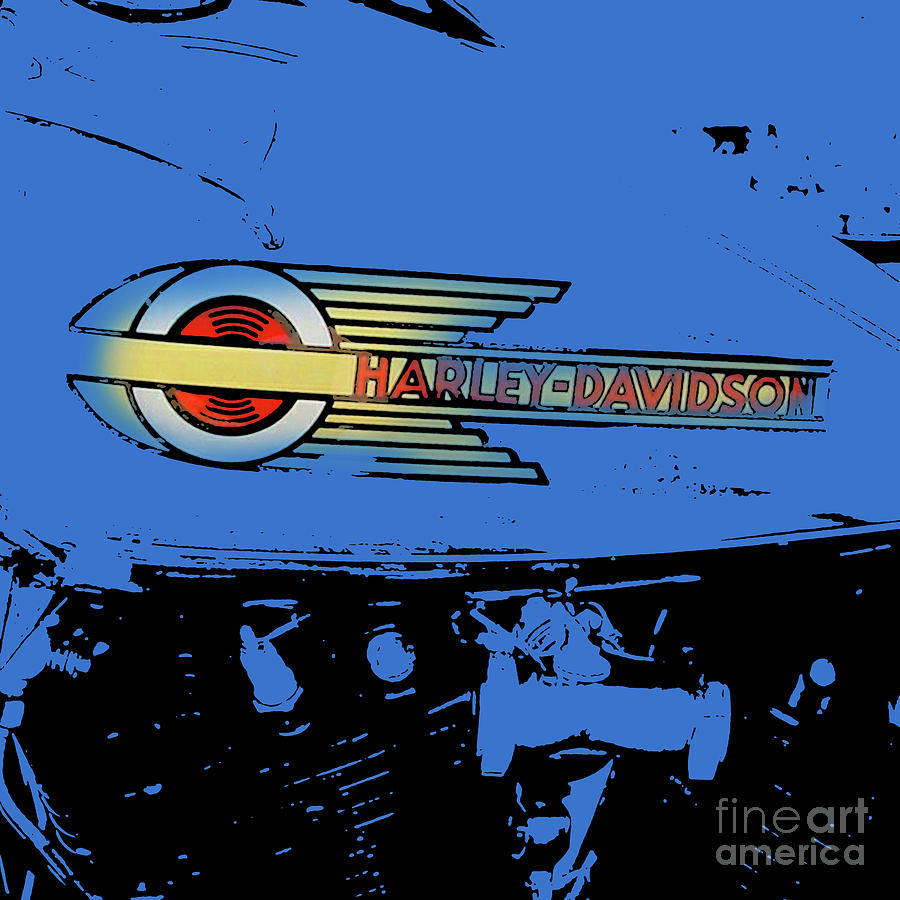 Gs Digital Art - Harley Davidson Tank Logo Blue Artwork by Drawspots Illustrations Gs Digital Art - Harley Davidson Tank Logo Blue Artwork by Drawspots Illustrations
