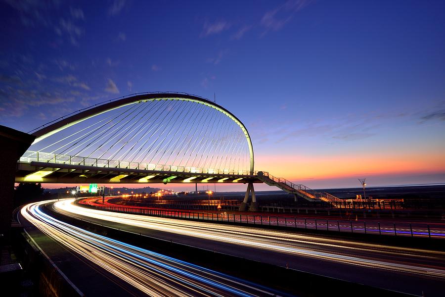 Harp Bridge And Light Trails Photograph by Photo By Vincent Ting