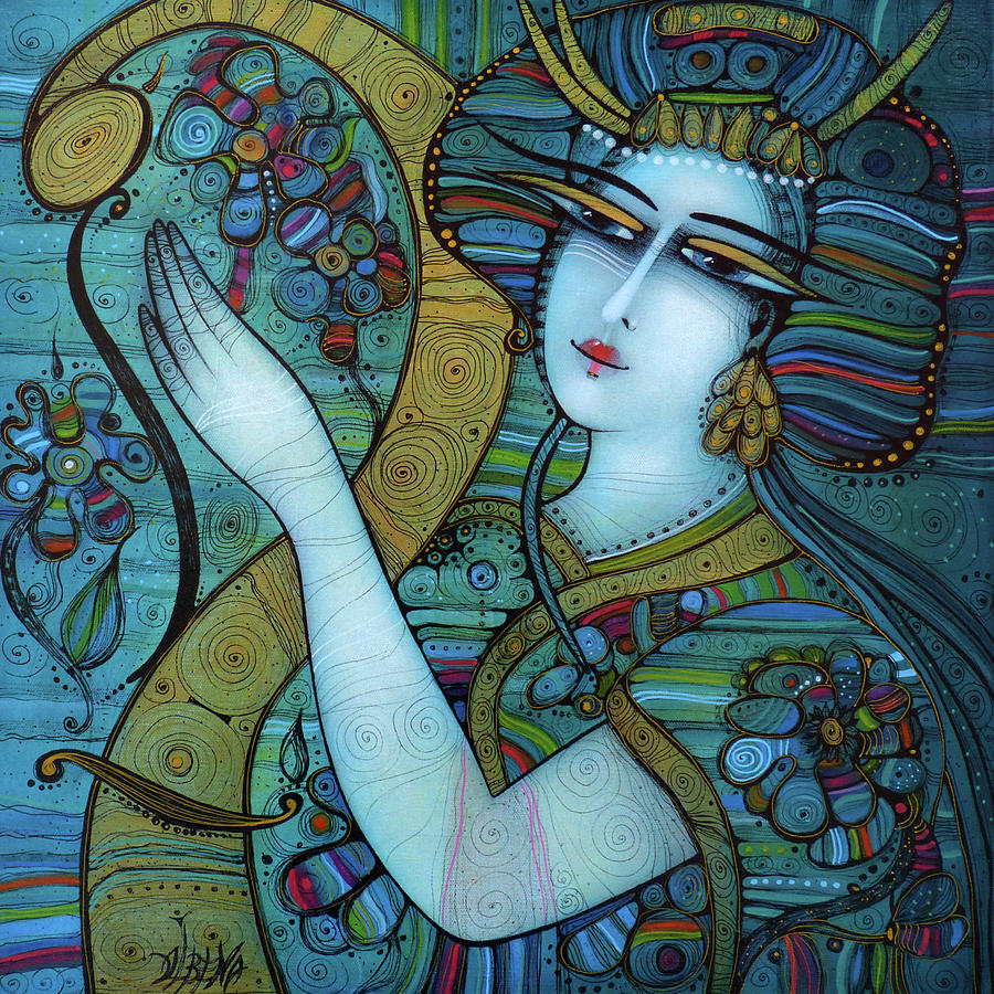 Harp in blossom Painting by Albena Vatcheva