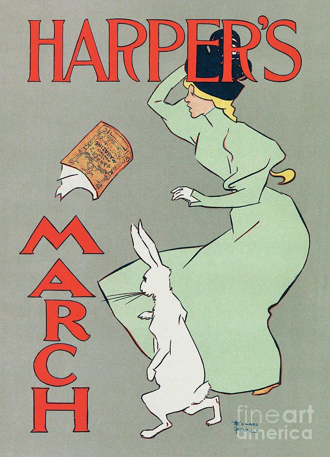 MAGAZINE COVER HARPERS MARCH 1895 Vintage Canvas art Prints 