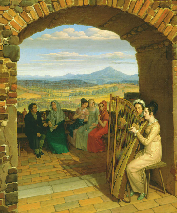 Music Painting - Harpists by Johann Erdmann Hummel