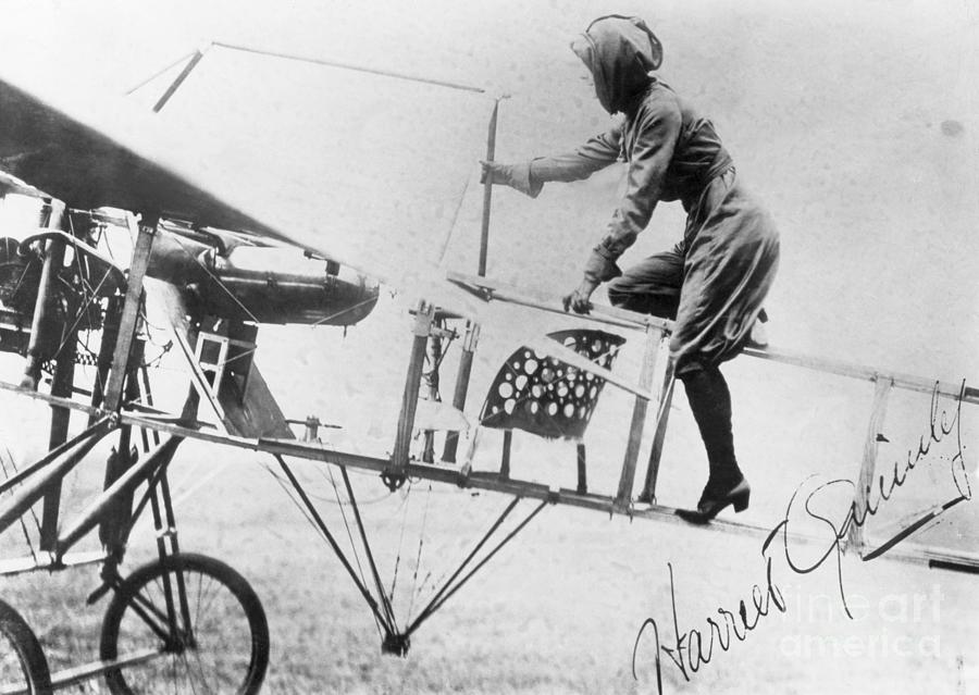 Harriet Quimby Climbing Into Monoplane Photograph by Bettmann