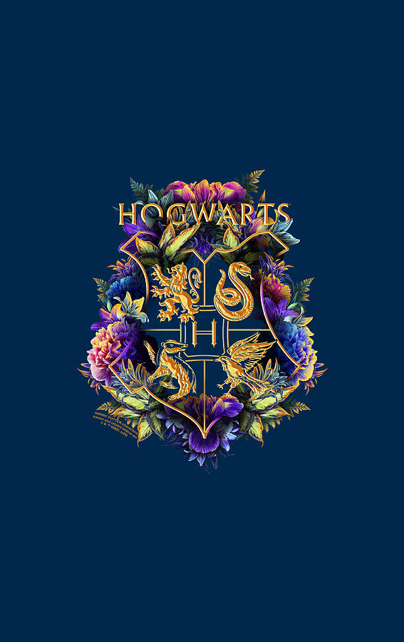 Harry Potter - Hogwarts Multi-colored Floral Crest Digital Art by Brand A