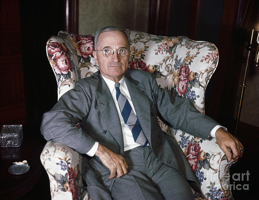 Harry S. Truman In Floral Armchair Photograph by Bettmann