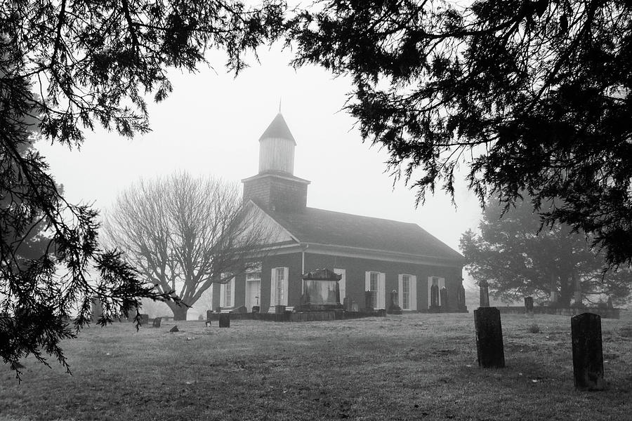 Black And White Photograph - Harshaw  Chapel by Lisa M Bell