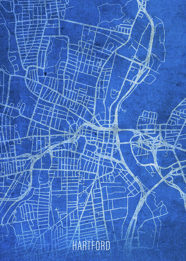 Hartford Mixed Media - Hartford Connecticut City Street Map Blueprints by Design Turnpike