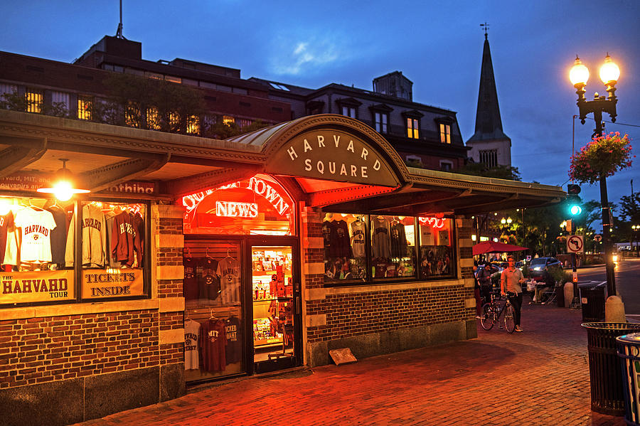  Harvard Square Cambridge Ma  At Dusk Photograph by Toby McGuire