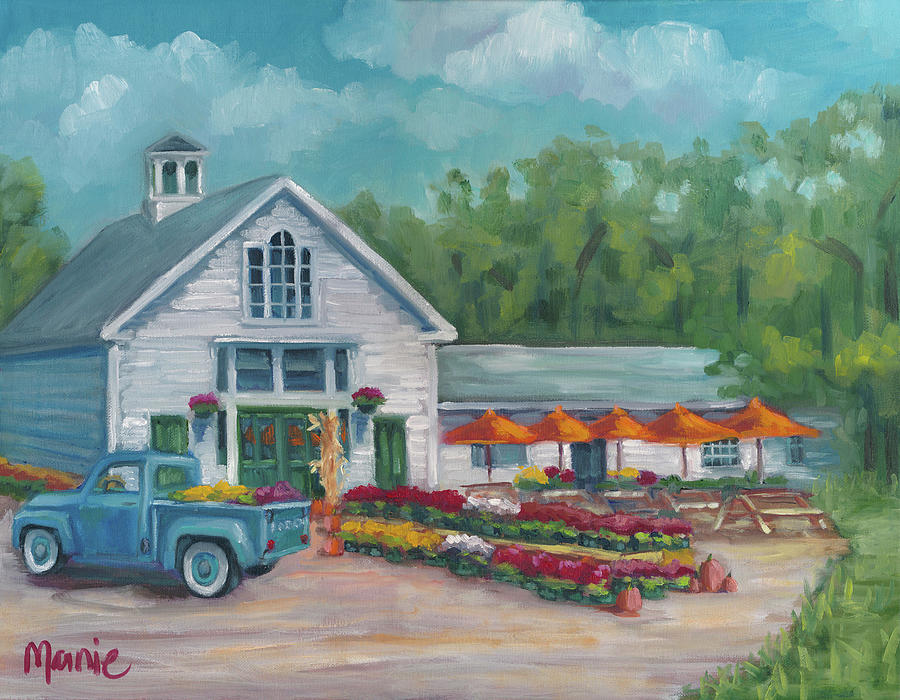 Farm Painting - Harvest At The Farm by Marnie Bourque