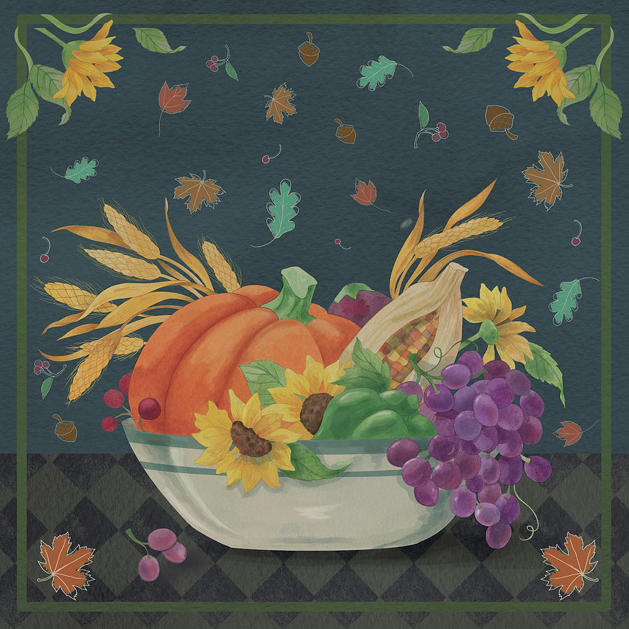 Pumpkin Mixed Media - Harvest Bowl by Fiona Stokes-gilbert