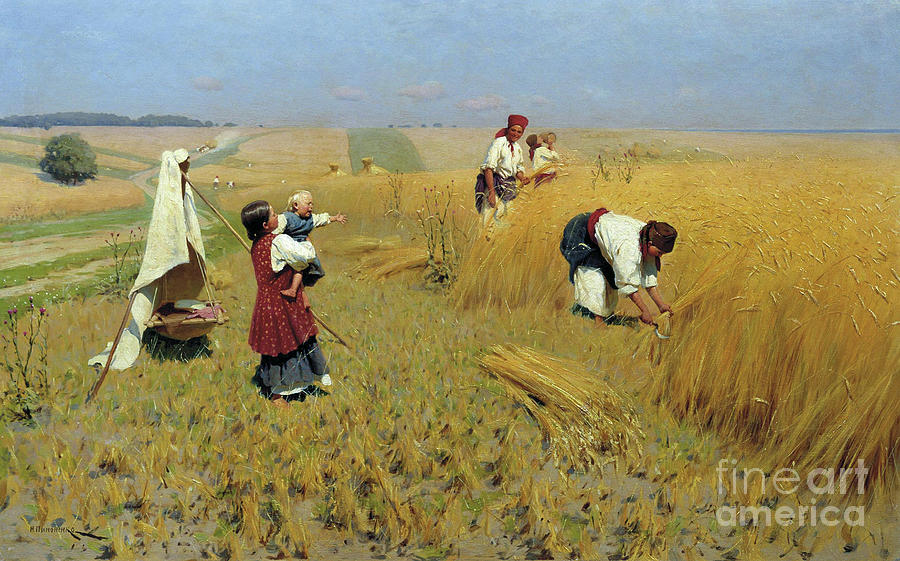 Harvest In Ukraine, 1886. Artist Drawing by Heritage Images