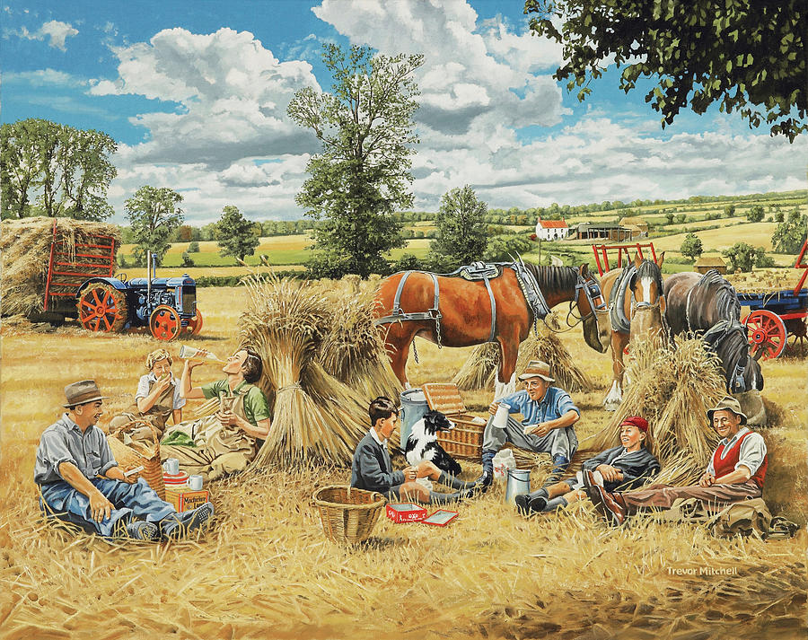 Landscape Painting - Harvest Lunch by Trevor Mitchell