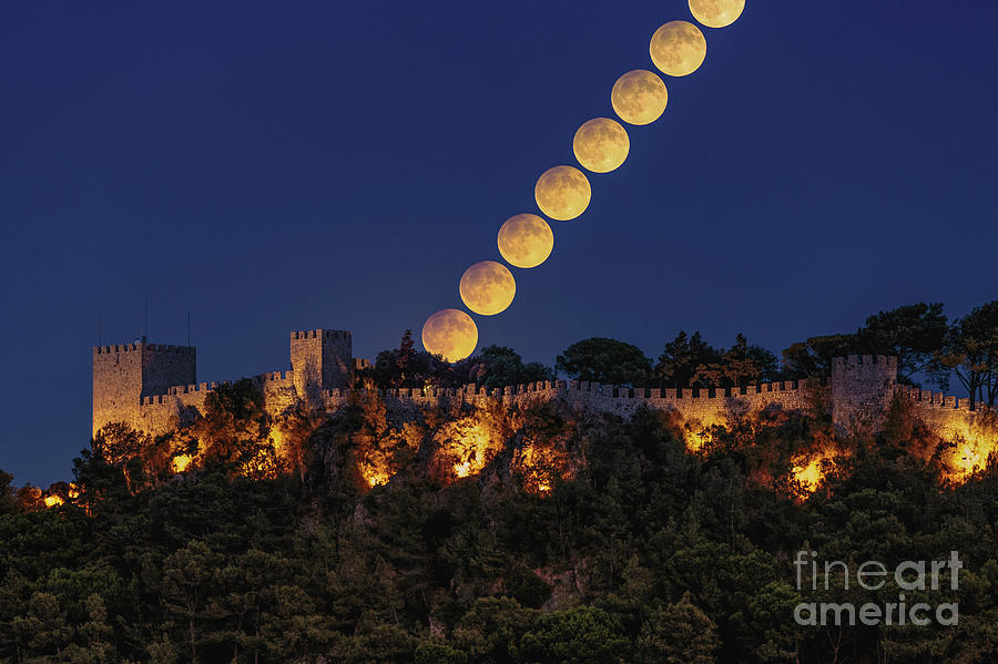 Harvest Moon Over Castle Photograph by Miguel Claro/science Photo Library