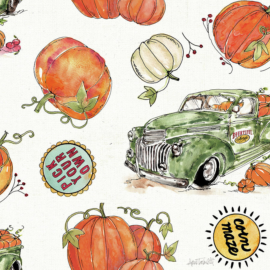 Fall Painting - Harvest Times Pattern Ia by Anne Tavoletti