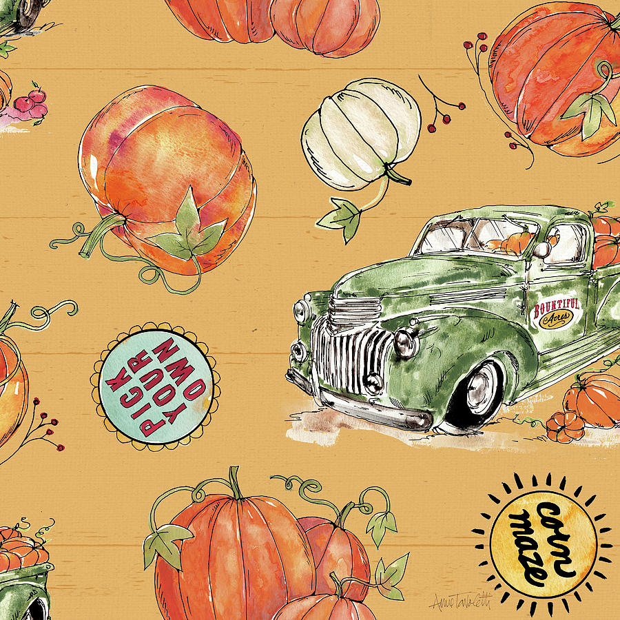 Fall Painting - Harvest Times Pattern Ic by Anne Tavoletti
