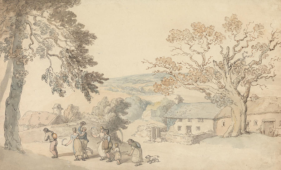 Harvesters Setting Out Drawing by Thomas Rowlandson