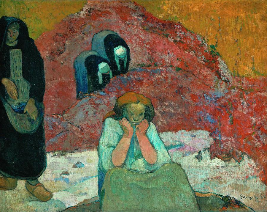 Harvesting of grapes at Arles - human misery. Oil on canvas -1888- 73 x 92 cm. Painting by Eugene Henri Paul Gauguin -1848-1903- Harvesting of grapes at Arles - human misery. Oil on canvas -1888- 73 x 92 cm. Painting by Eugene Henri Paul Gauguin -1848-1903-
