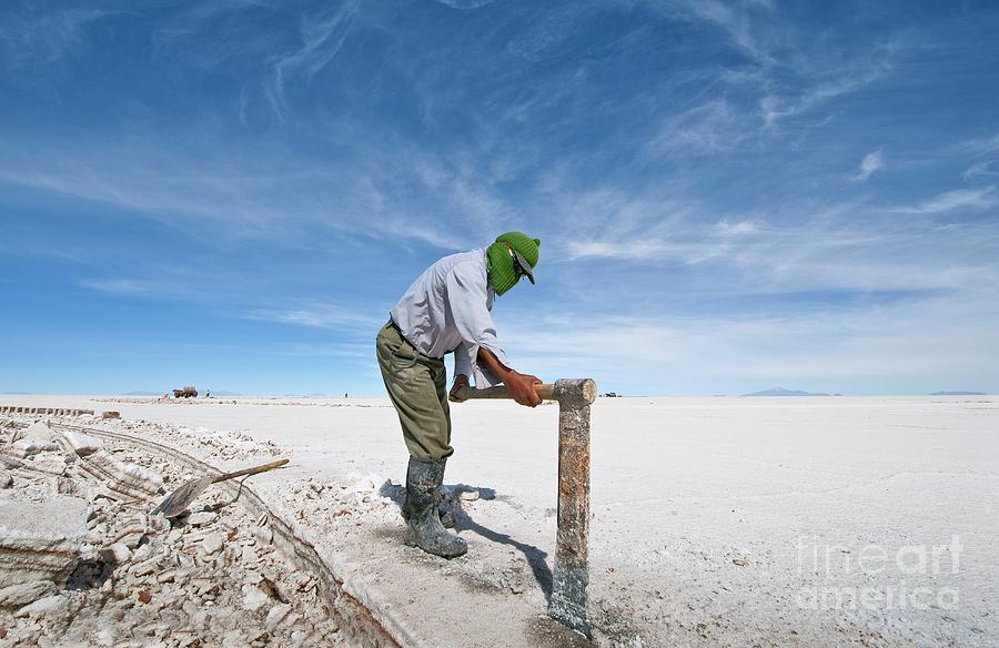 Axe Photograph - Harvesting Salt Crust by Philippe Psaila/science Photo Library