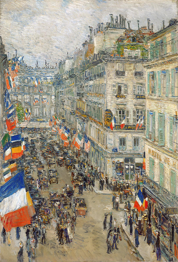 July Fourteenth, Rue Daunou, 1910 #4 Painting by Childe Hassam