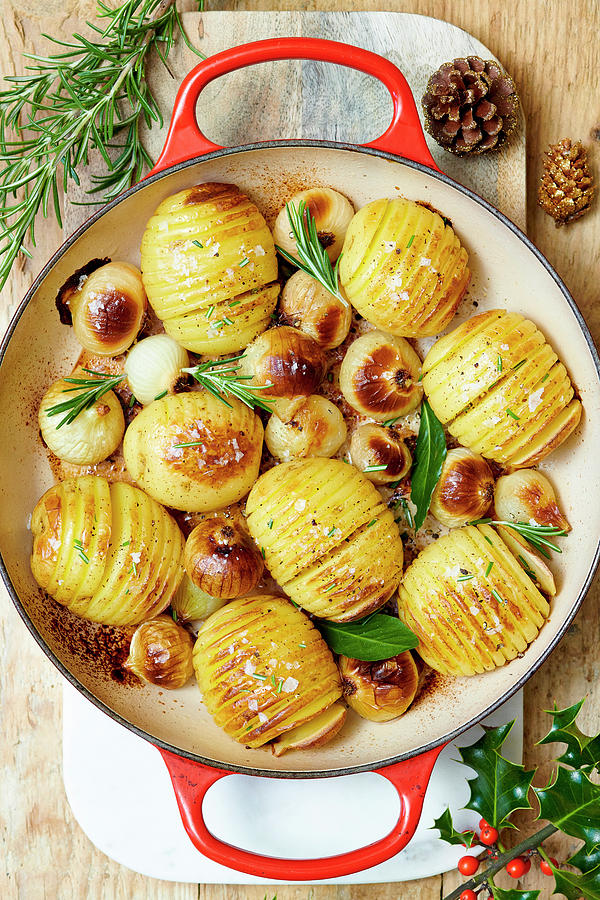 Hasselback Potatoes With Rosemary And Onions Photograph by Jonathan Short