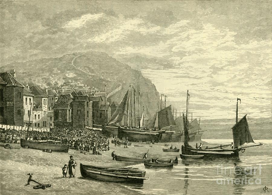 Hastings The Fishermens Quarter 1 Drawing by Print Collector