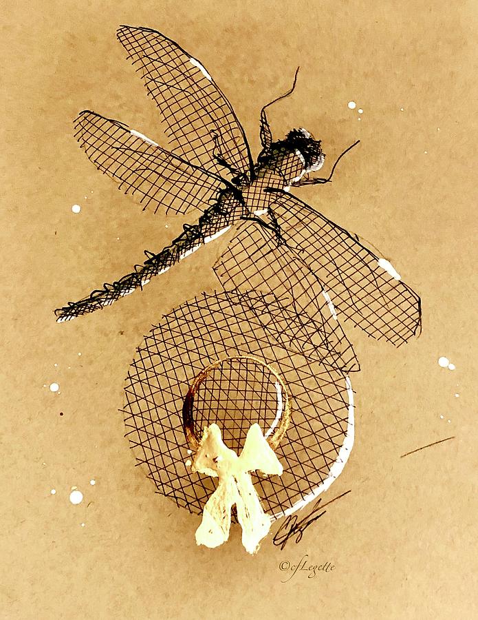 Dragon Fly High Drawing by C F Legette