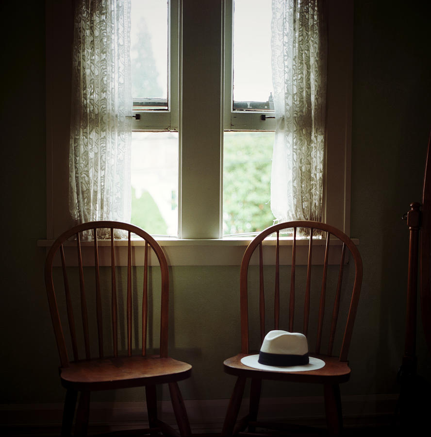 Hat Resting On Chair By Window Photograph by Danielle D. Hughson