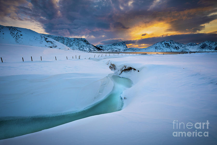 Haukland Frozen Creek Photograph by Inge Johnsson
