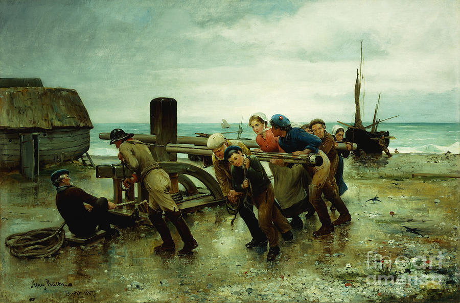 Hauling A Ship, 1887 Painting by Henry Bacon