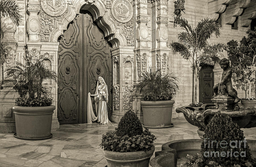 Haunted by History - Lonesome Bride - Chapel - Alt version  - Sepia - Mission Inn - Riverside CA  Photograph by Sad Hill - Bizarre Los Angeles Archive