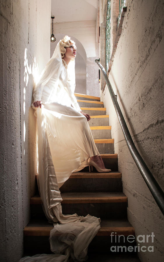 Haunted by History - Mission Inn - Bride on Stairs  Photograph by Sad Hill - Bizarre Los Angeles Archive