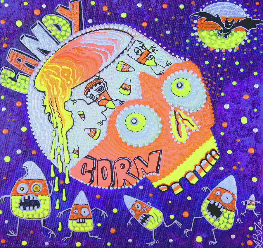Haunted Candy Corn Painting by Laura Barbosa