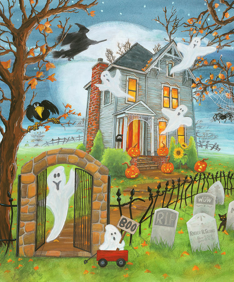 Halloween Painting - Haunted Haven by Kathy Kehoe Bambeck