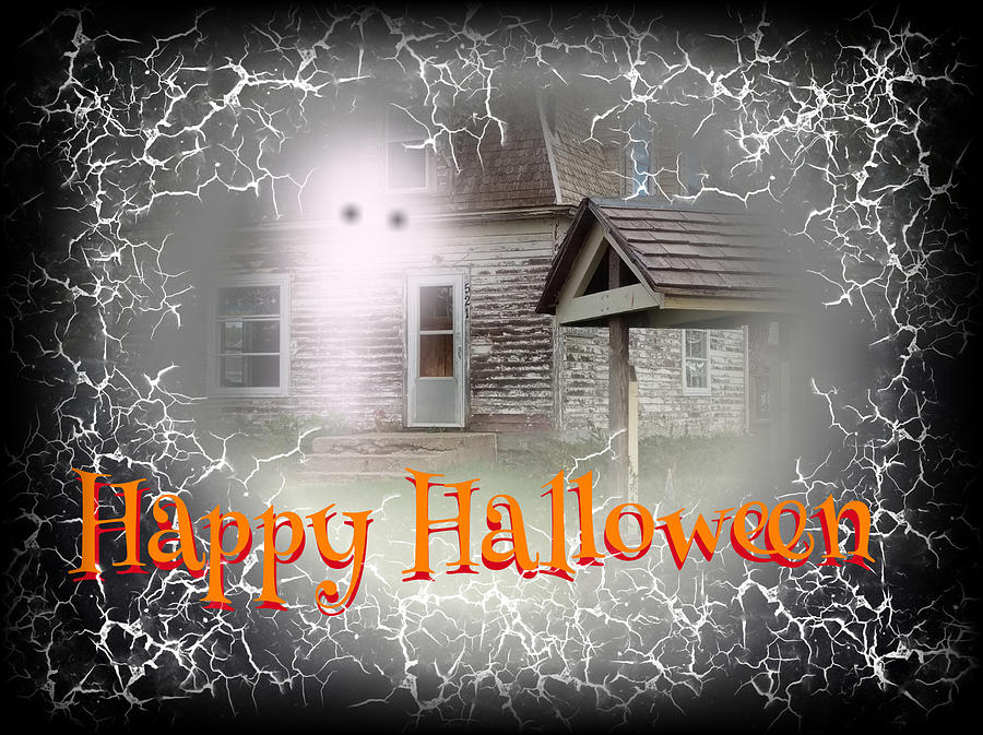 Haunted House Happy Halloween Card Digital Art by Delynn Addams