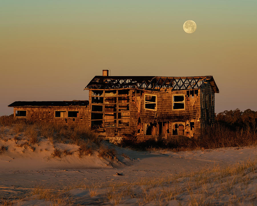 Clements House with Full Moon Behind Photograph by William Dickman