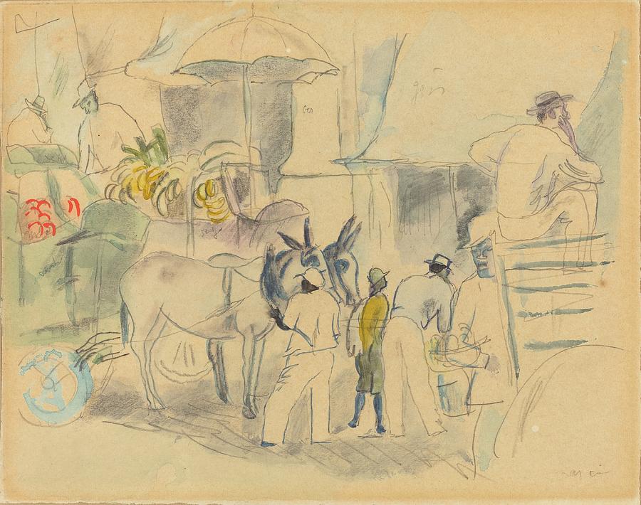 Donkey Drawing - Havana by Jules Pascin