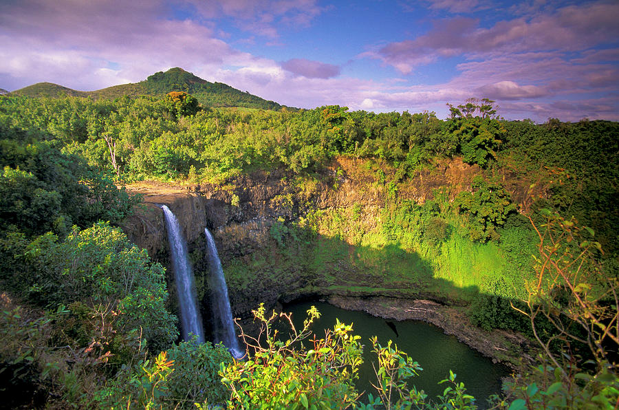 Hawaii, Kauai, Wailua Waterfalls Digital Art by Heeb Photos